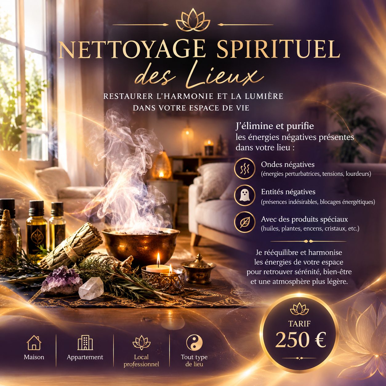 Nettoyage spirituel et harmonisation énergétique des lieux
